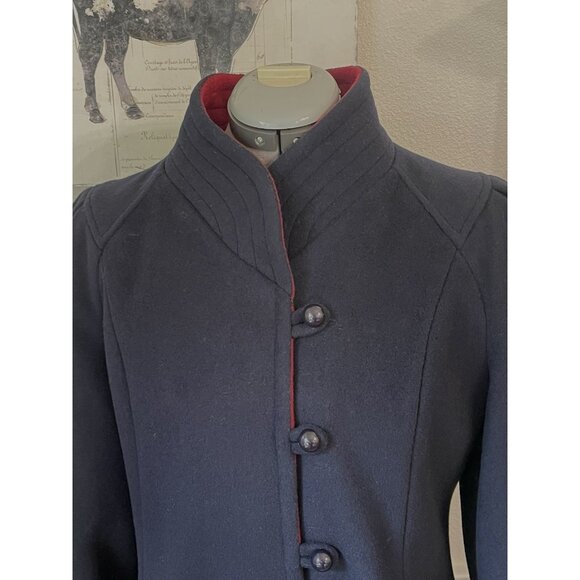 Vintage Freddi-Gail Wool Princess Coat M/L Navy Blue Midi Fit & Flare - Picture 5 of 9